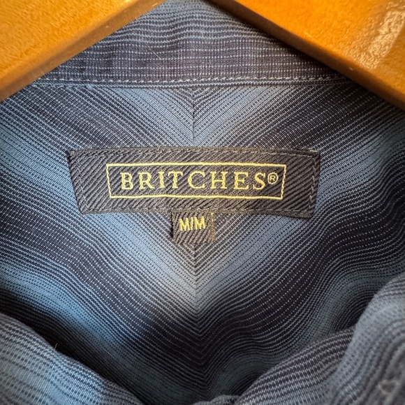 Britches Men's Long‎ Sleeve Button Up Shirt Blue/Black Size Medium Velvet Feel - Picture 4 of 13
